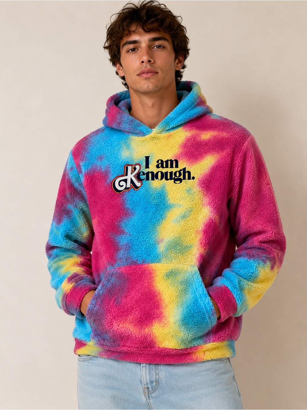 Barbie Multicolor Tie-Dye Sherpa Hoodie with 'I am Enough' Graphic Sweatshirt